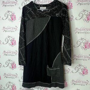 Lanalee dress pockets Black and Gray Long Sleeve Dress unique